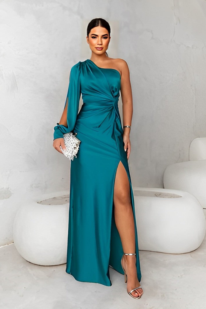 Xiomara - Vestido maxi de un solo hombro de tacto suave