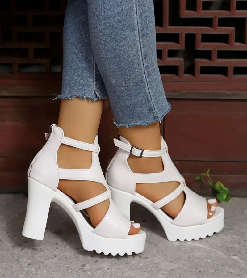 Elestine - Sandalias estilo gladiador con plataforma esculpida