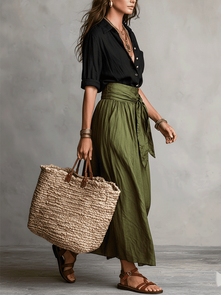 Estella - Conjunto de blusa elegante y falda midi