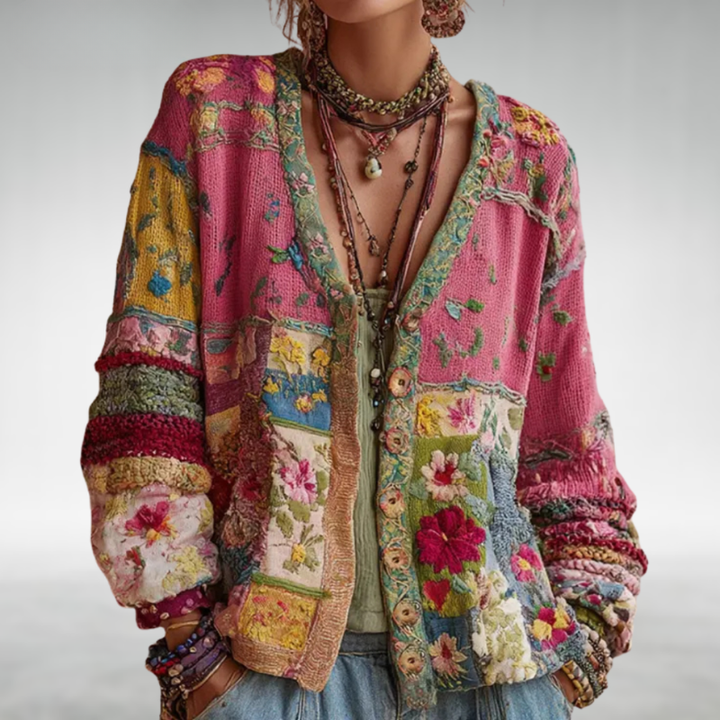 Celestara - Cárdigan de patchwork de tacto suave