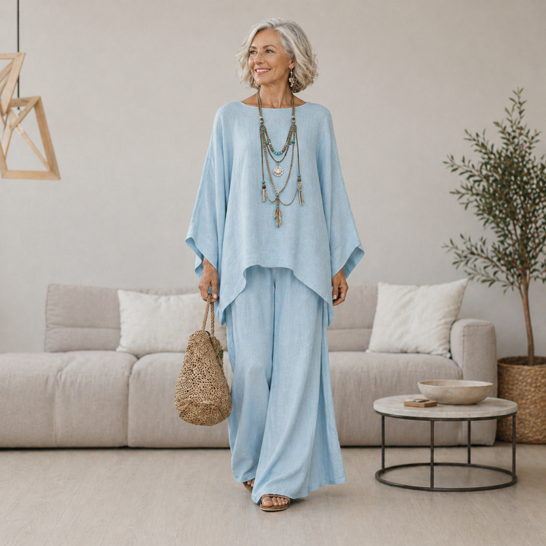 Annisette - Conjunto de dos piezas con pantalón de pierna ancha y tacto suave