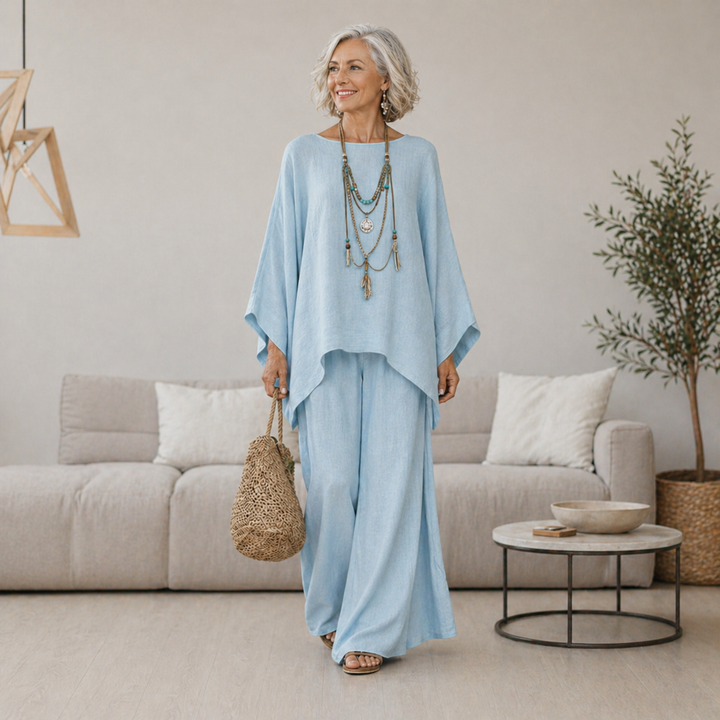 Annisette - Conjunto de dos piezas con pantalón de pierna ancha y tacto suave