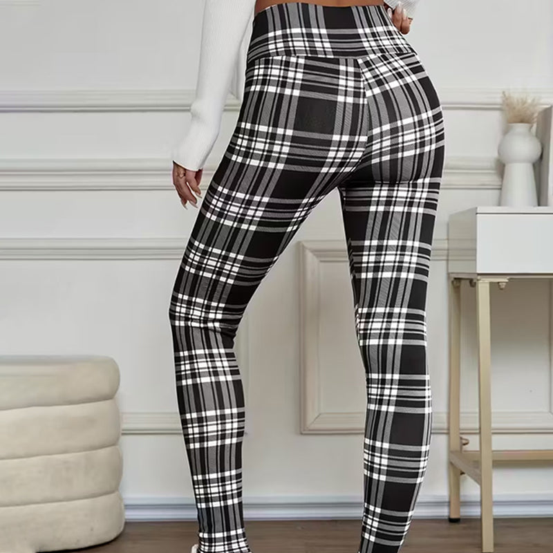 Estelyn - Leggings clásicos a cuadros con elastano
