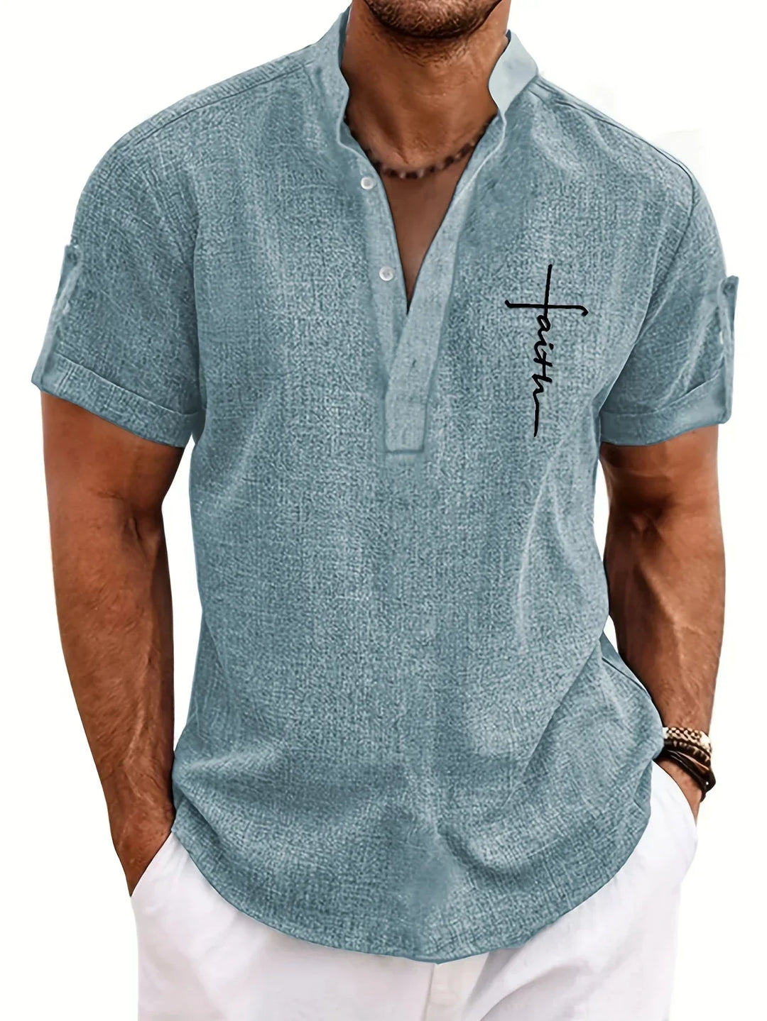 Harlan - Camisa texturizada de cuello alto