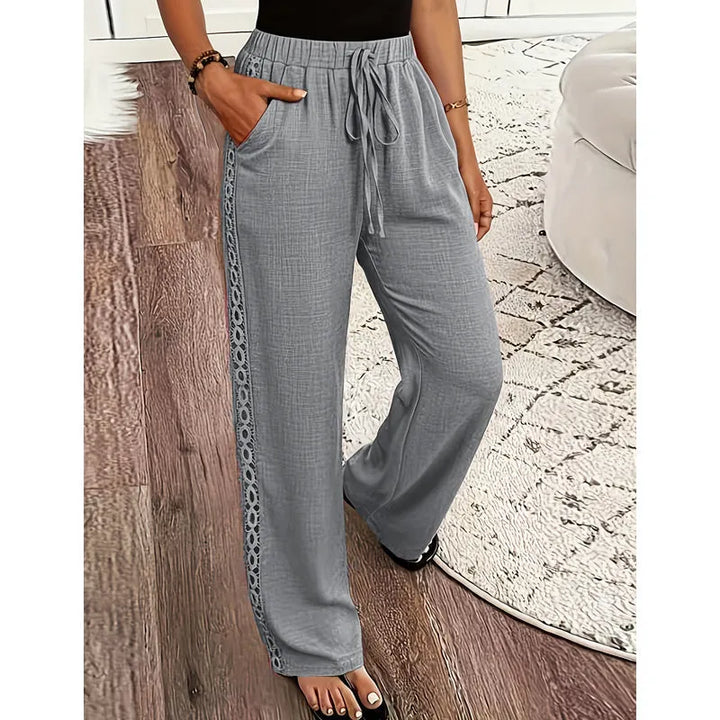 Estrelle - Pantalón de descanso con jareta y detalle de encaje