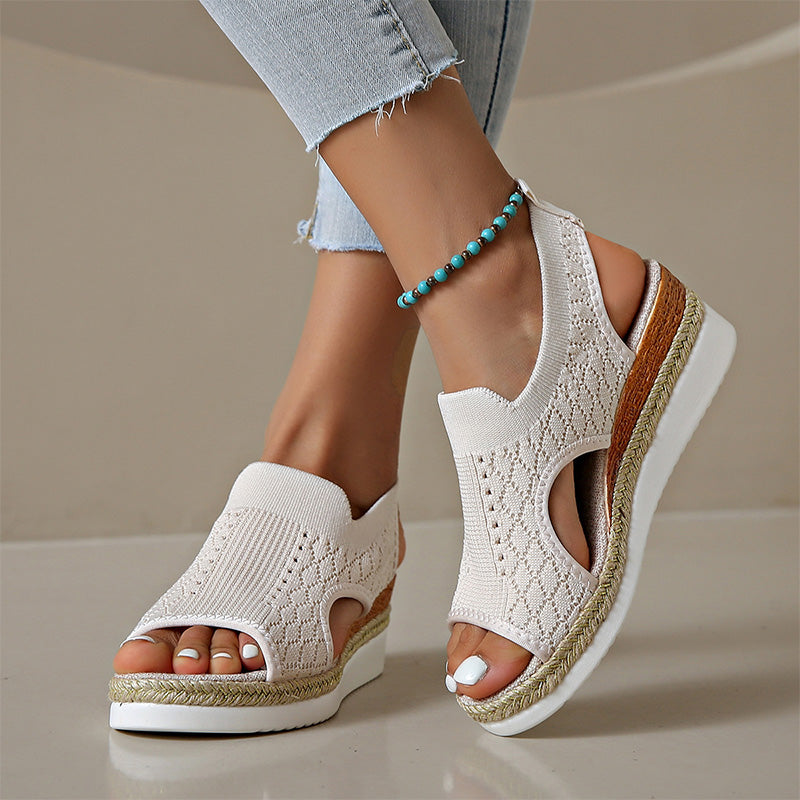 Orianne - Sandalias de cuña con punta abierta y transpirables
