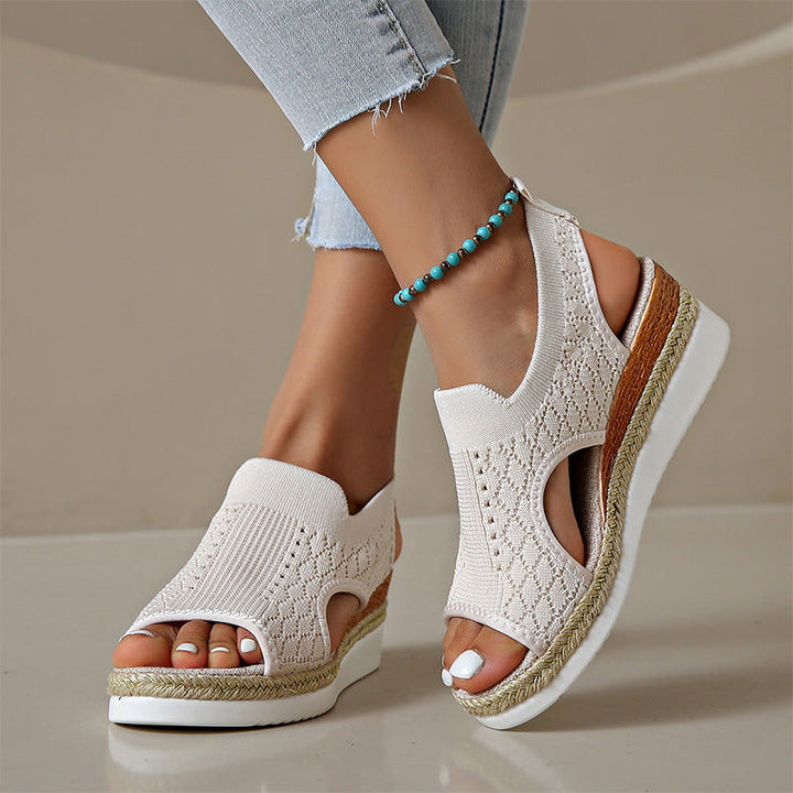 Orianne - Sandalias de cuña con punta abierta y transpirables