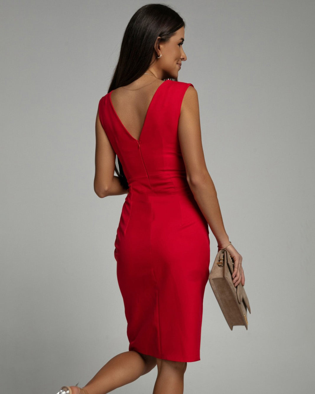Kaela - Vestido midi drapeado moldeador