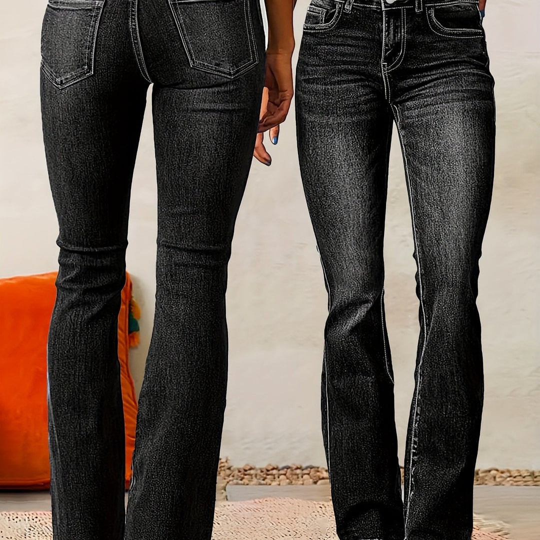 Evarra - Jeans acampanados de tiro alto con stretch suave
