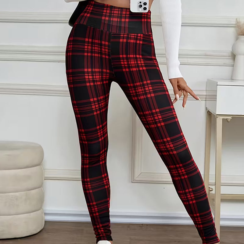 Estelyn - Leggings clásicos a cuadros con elastano
