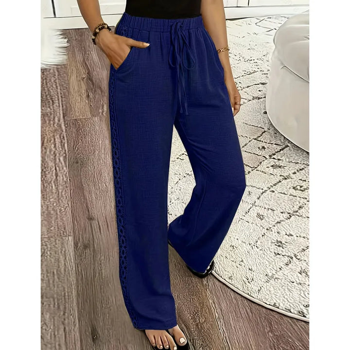 Estrelle - Pantalón de descanso con jareta y detalle de encaje