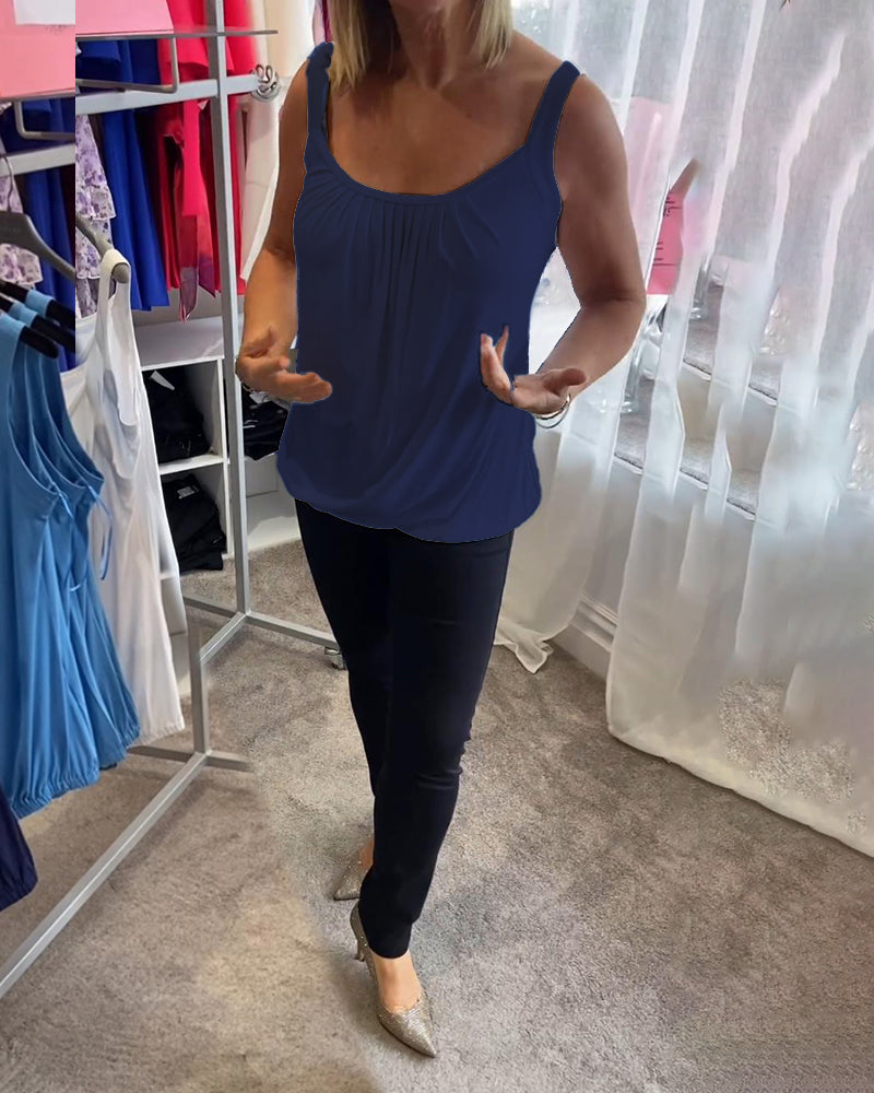 Corina - Top sin mangas con escote en U, suave al tacto