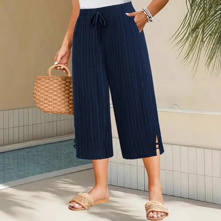 Bexara - Pantalón culotte plisado de pierna ancha
