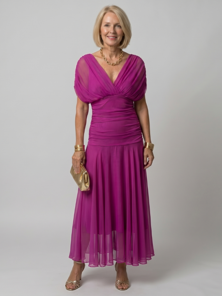 Galatea - Vestido midi ligero con hombros descubiertos