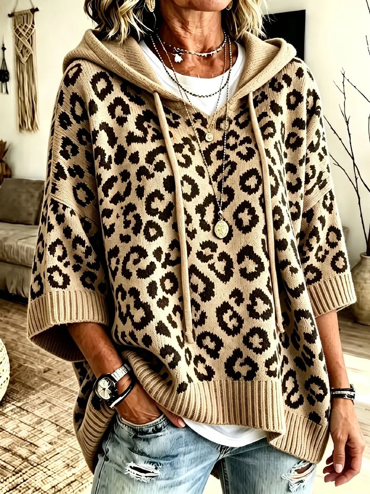 Jocasta - Suéter de punto con estampado de leopardo de corte oversize