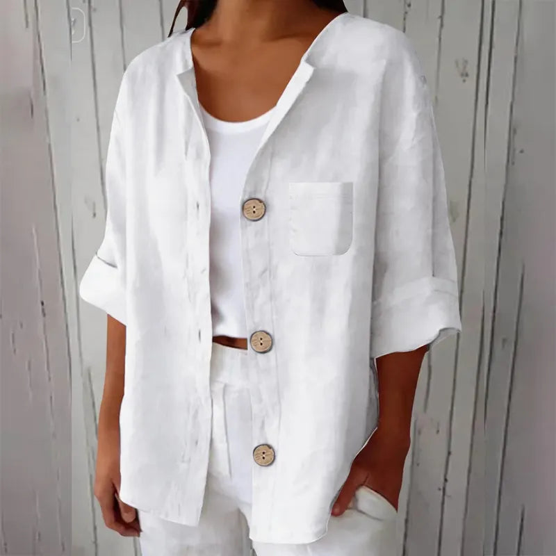 Azelia - Camisa de verano de corte holgado y tacto suave
