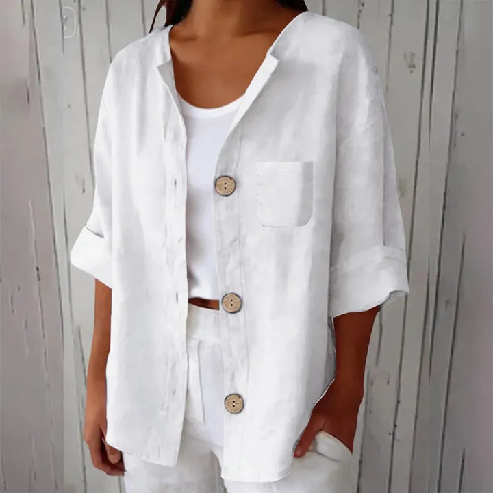 Azelia - Camisa de verano de corte holgado y tacto suave