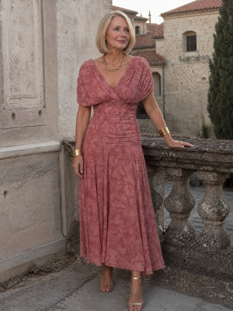 Galatea - Vestido midi ligero con hombros descubiertos