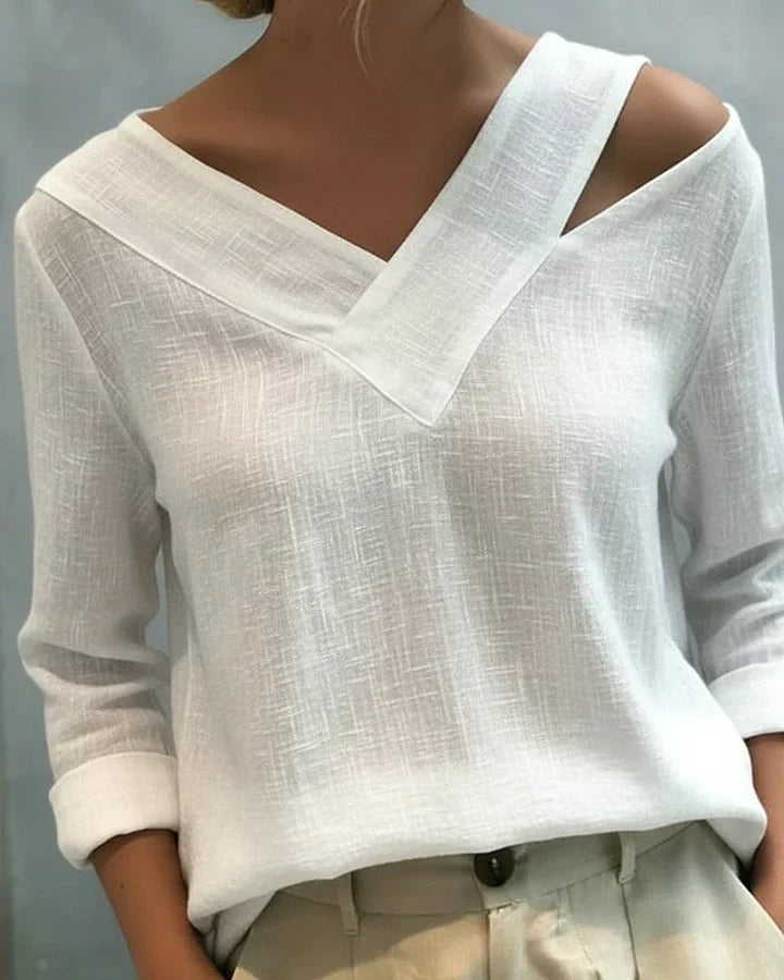 Calira - Top de hombros descubiertos con escote en V y tacto suave