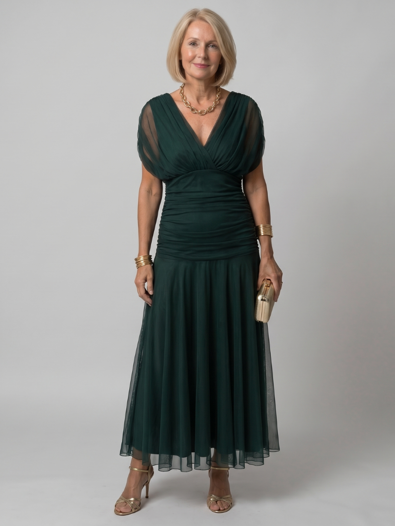 Galatea - Vestido midi ligero con hombros descubiertos