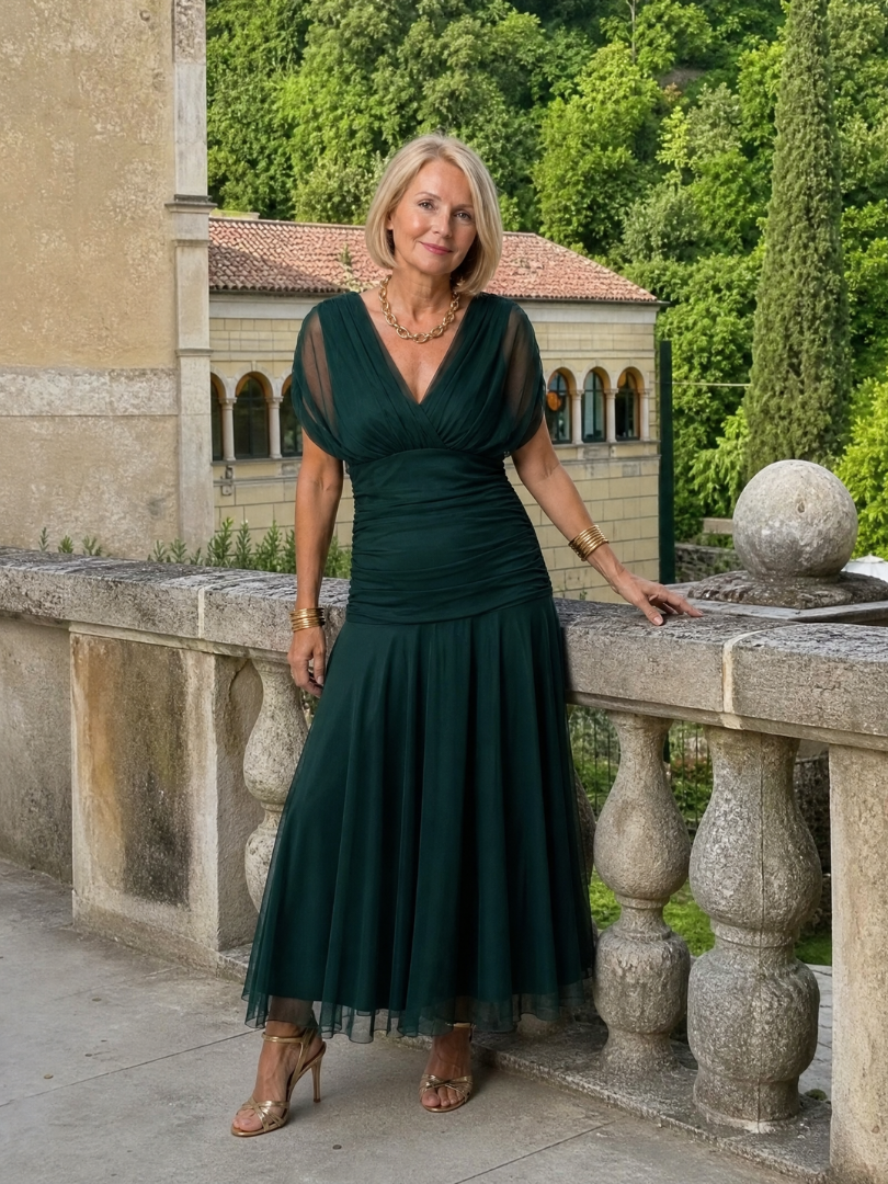 Galatea - Vestido midi ligero con hombros descubiertos