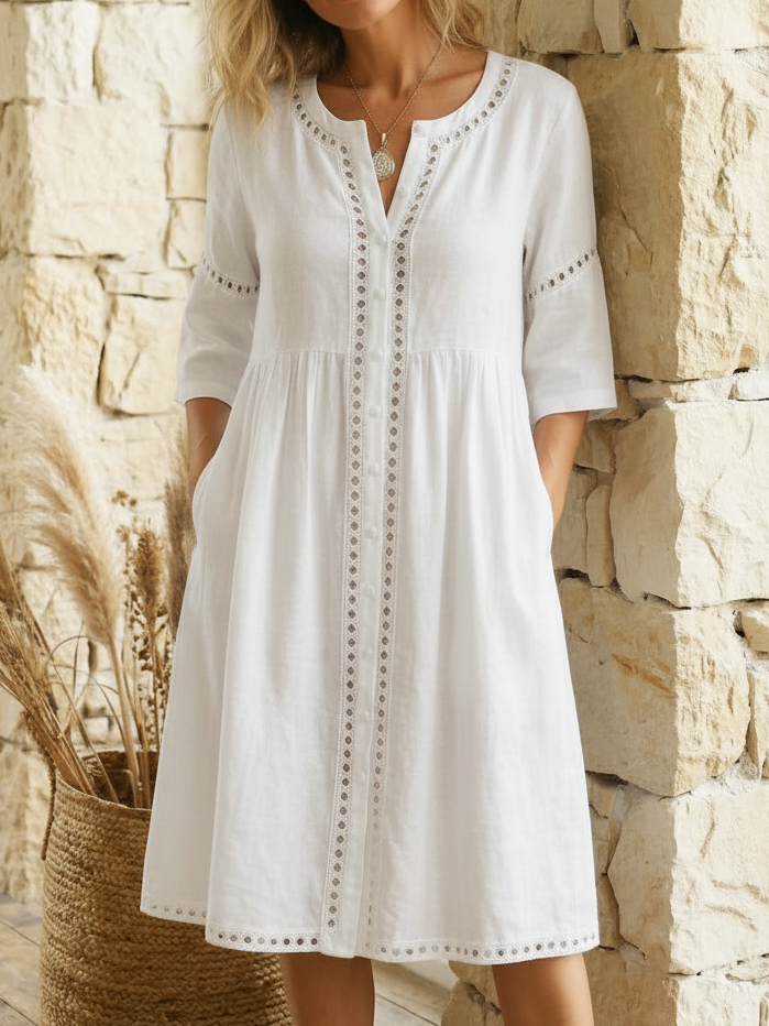 Harlow - Vestido midi de lino premium