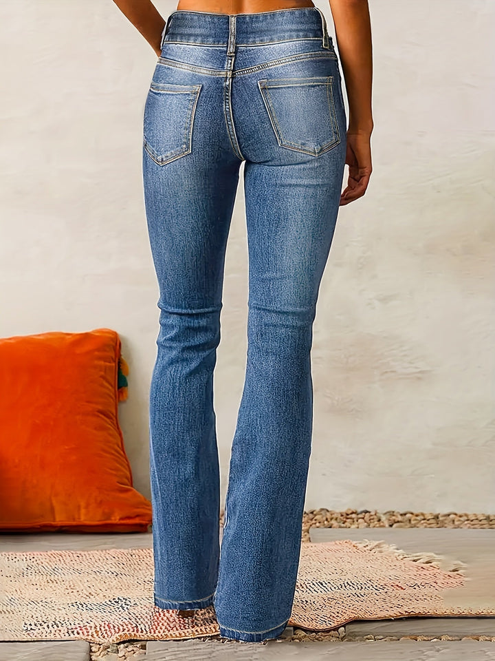 Evarra - Jeans acampanados de tiro alto con stretch suave