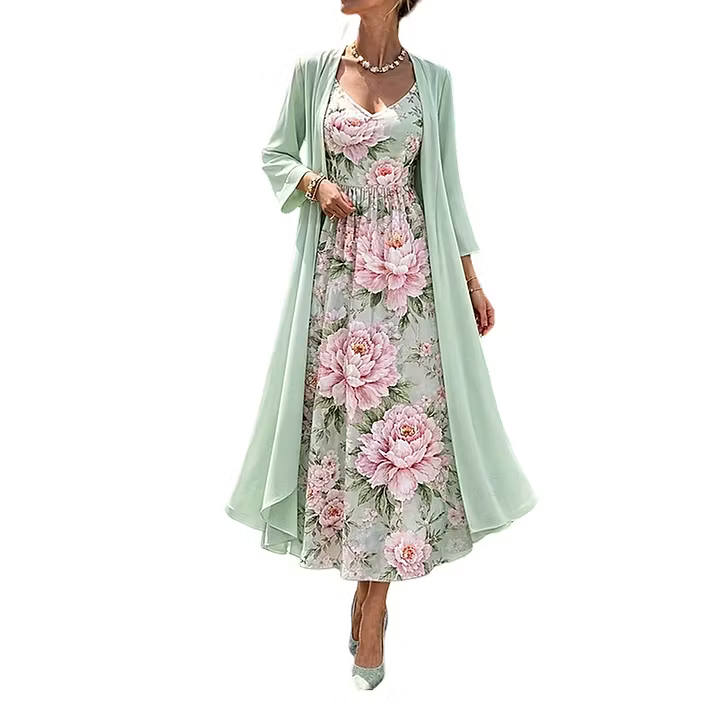 Asteria - Vestido maxi floral de dos piezas