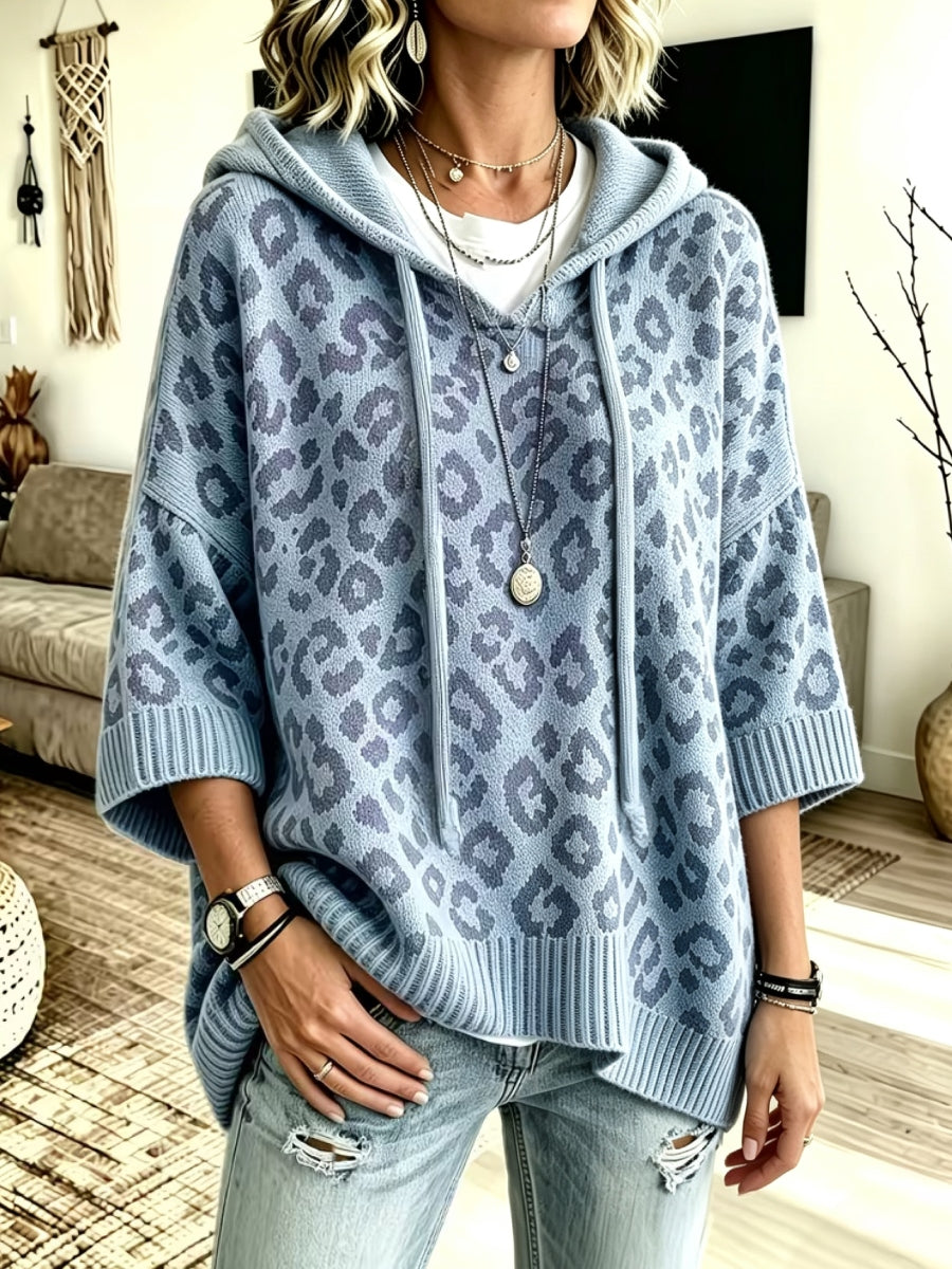 Jocasta - Suéter de punto con estampado de leopardo de corte oversize