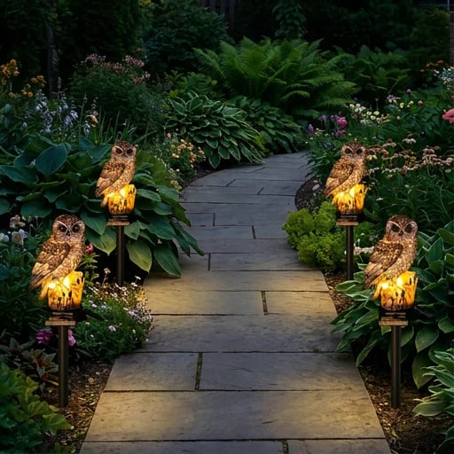 Amora - Lámpara decorativa para jardín con forma de búho