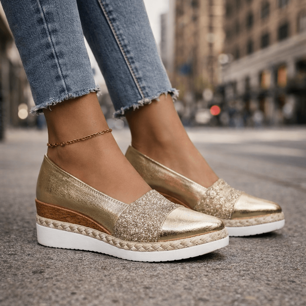 Kirsty - Zapatillas de cuña brillantes