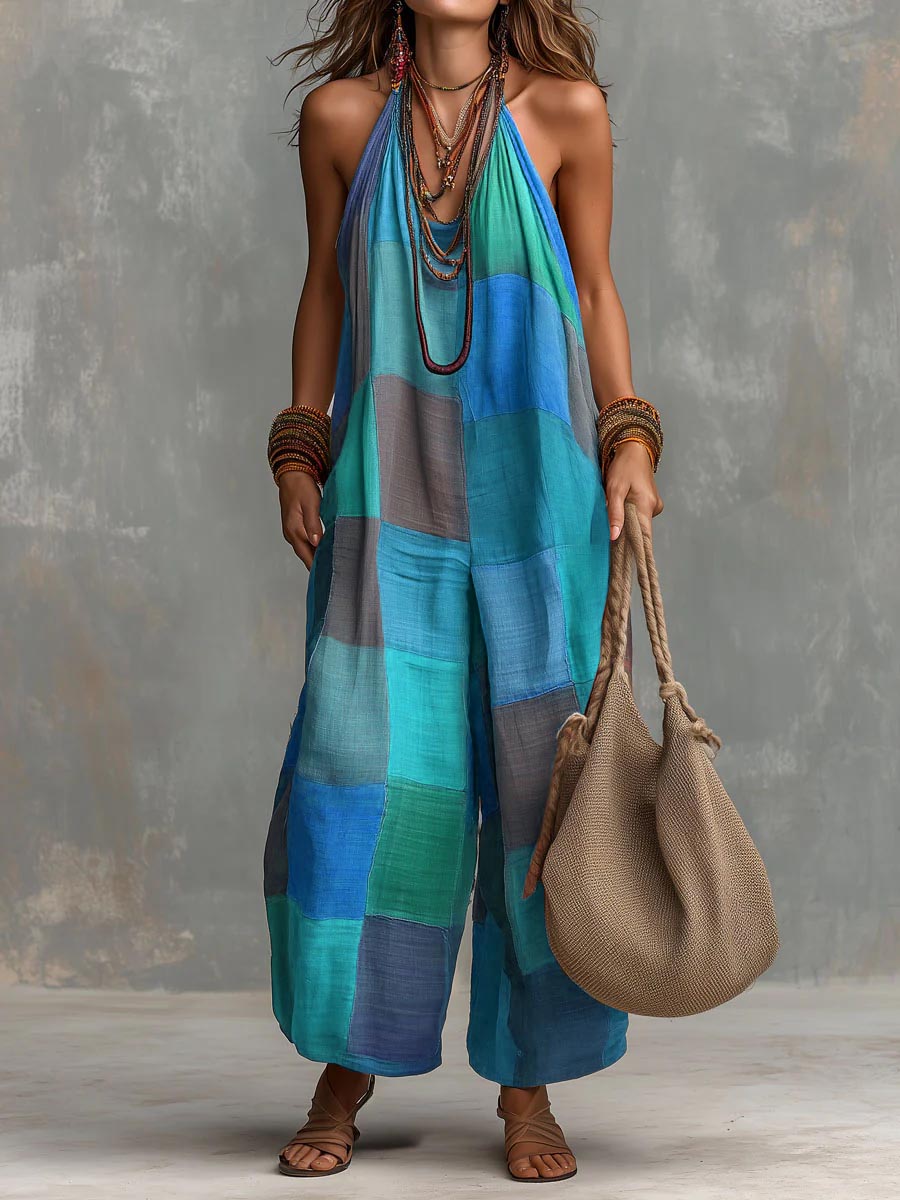 Tarevia - Enterizo de patchwork con escote halter