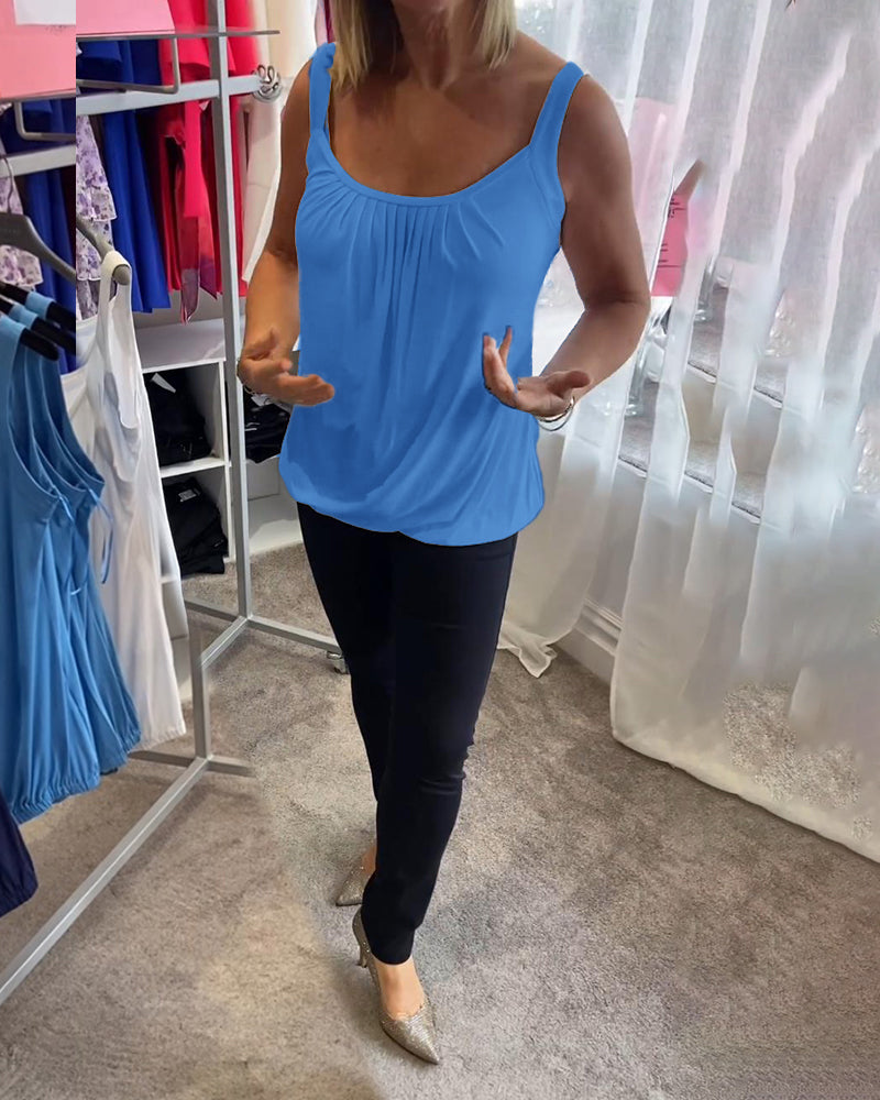 Corina - Top sin mangas con escote en U, suave al tacto