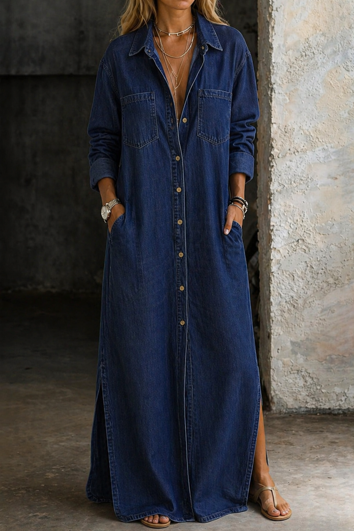 Ashlina - Vestido camisero suave al tacto