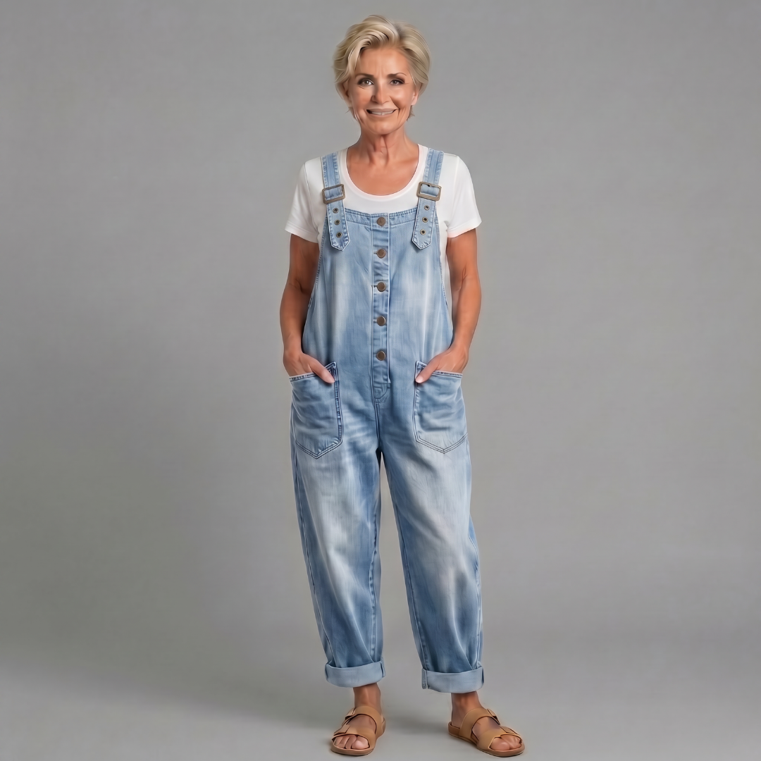 Rowella - Pantalón con tirantes de pierna ancha y suave al tacto