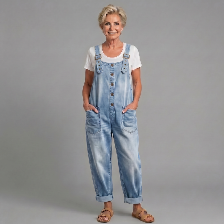 Rowella - Pantalón con tirantes de pierna ancha y suave al tacto