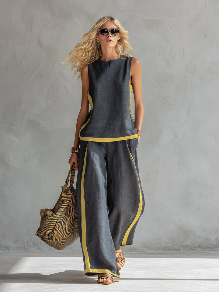 Quella - Conjunto de top y pantalón fluido