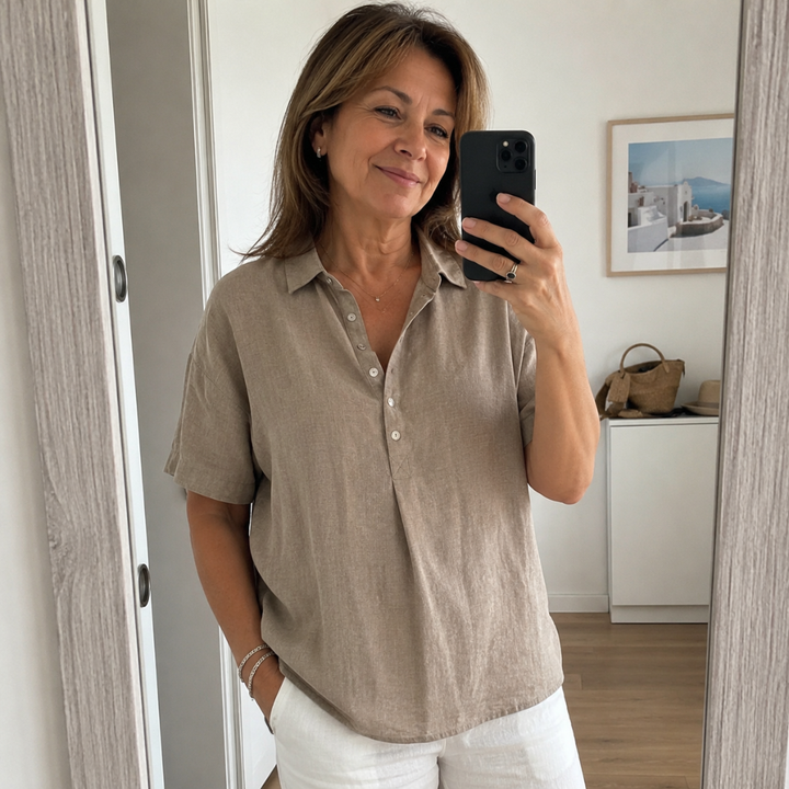 Nina - Blusa de tacto suave con cuello semialto