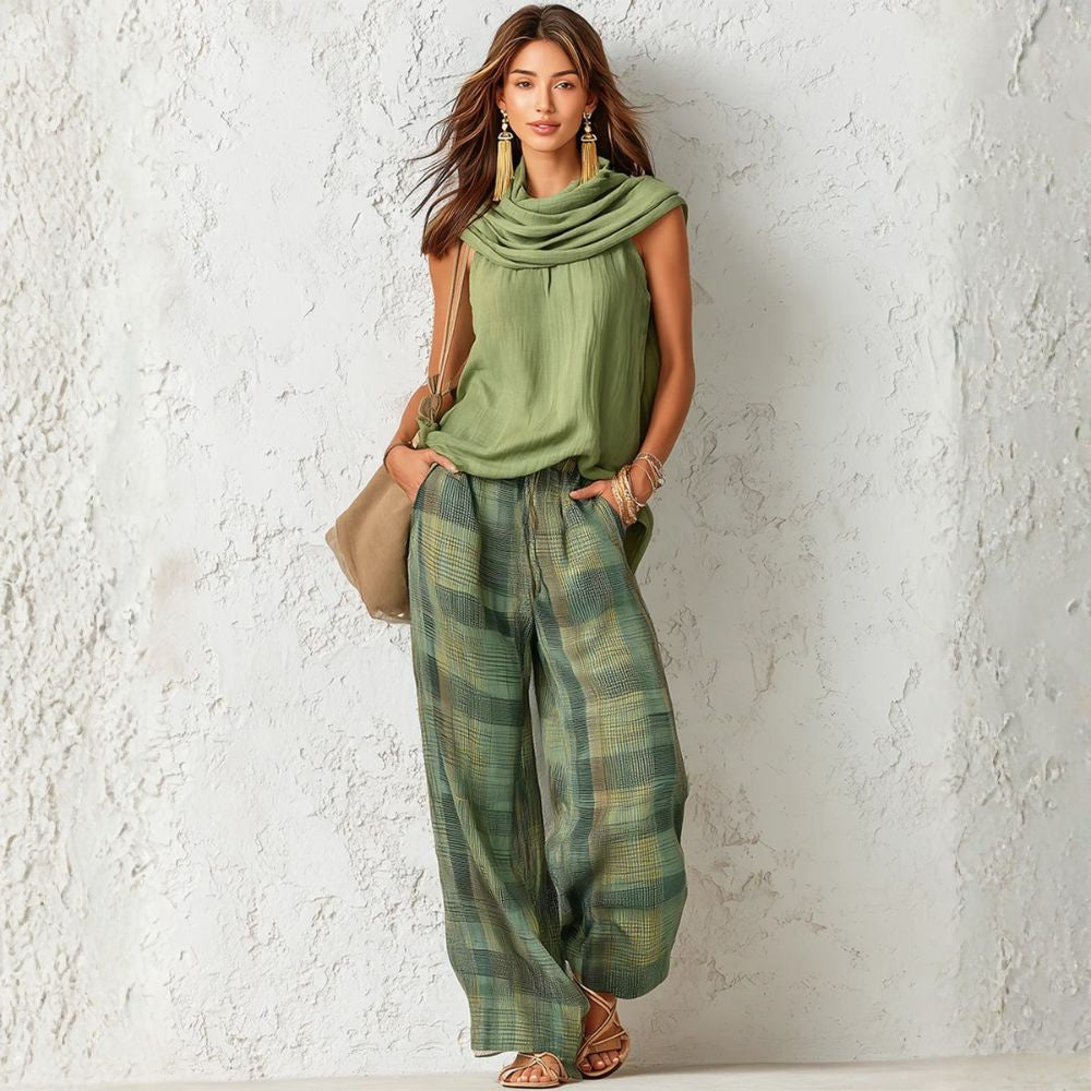 Bernice - Conjunto de dos piezas con pantalón de corte relajado