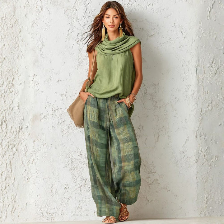Bernice - Conjunto de dos piezas con pantalón de corte relajado