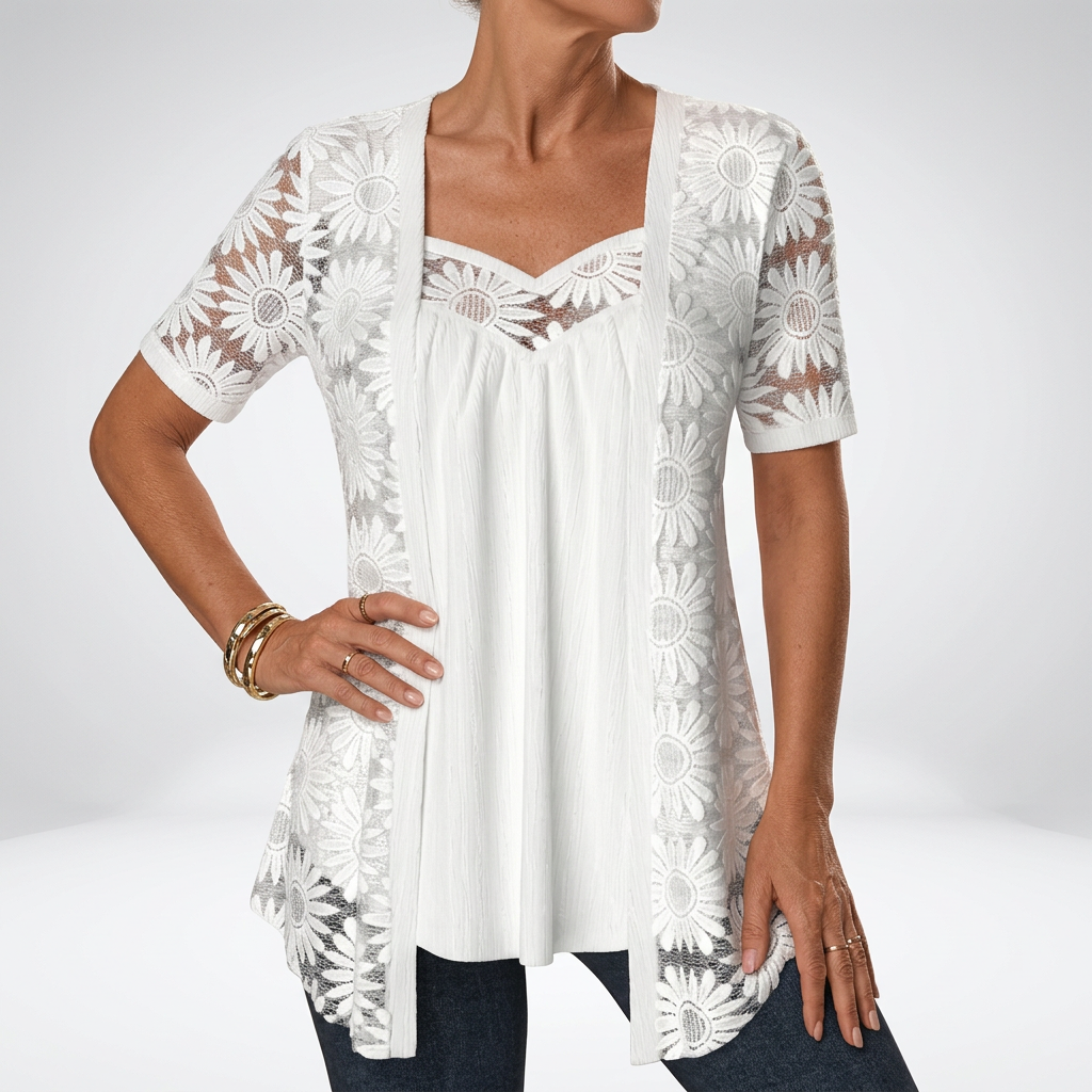 Lucette - Blusa elegante con detalles de encaje