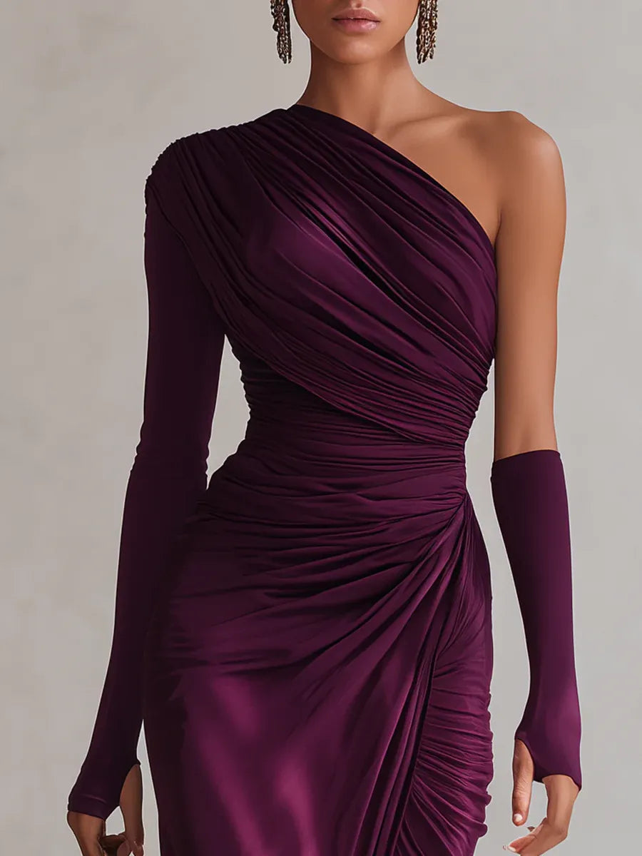 Viala - Vestido maxi asimétrico de tacto suave