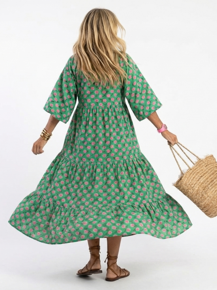 Emmera - Vestido de verano vaporoso con holanes