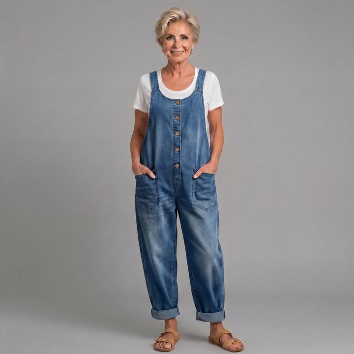 Rowella - Pantalón con tirantes de pierna ancha y suave al tacto