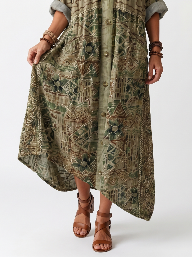 Roselisse - Vestido midi ligero con botones al frente