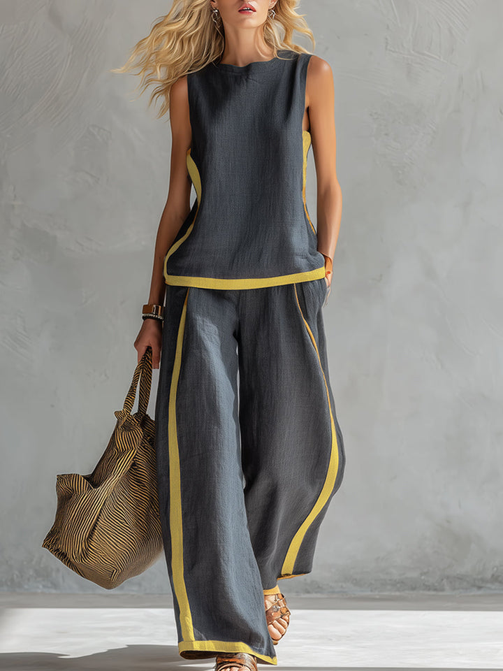 Quella - Conjunto de top y pantalón fluido