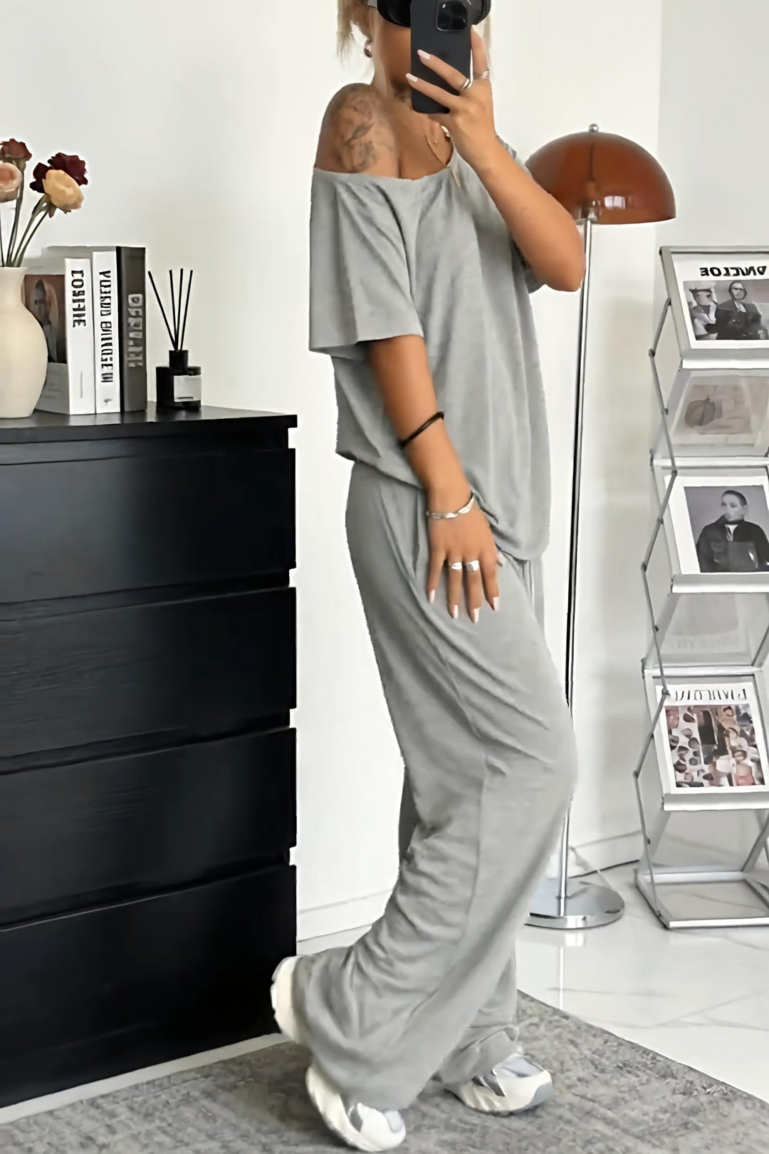 Cosima - Conjunto de top y pantalón de corte holgado