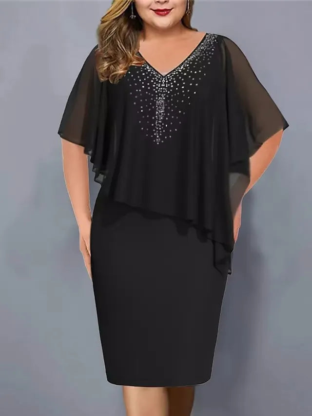 Lirienne - Vestido midi de viscosa con piedras preciosas
