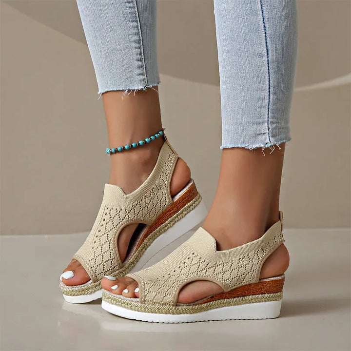 Orianne - Sandalias de cuña con punta abierta y transpirables