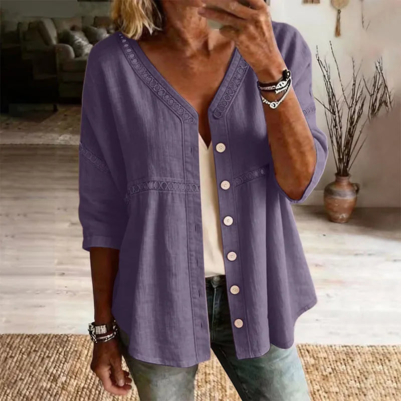 Ardena - Blusa bordada con botones